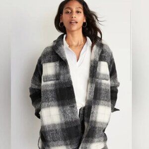 Old Navy Printed Flannel Long Utility Shacket Women's XL oversized wool coat